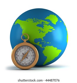 Globe and compass icon
