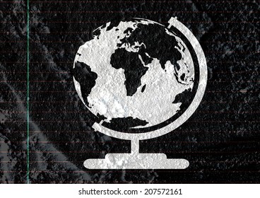 Globe earth idea   on Cement wall texture background design