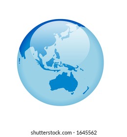 Globe With Glass Effect - Australia & Asia