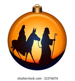 Globe With Joseph And Mary With Donkey On The Way To Bethlehem