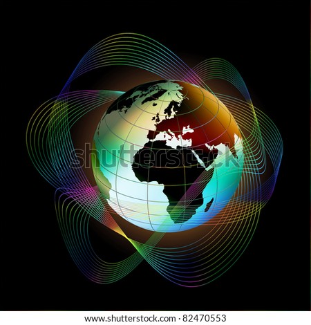 Globe on black background