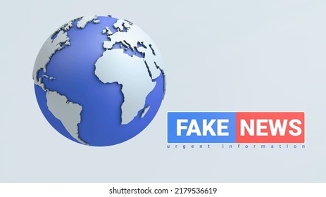 Globe on a light background. Fake news. Copy space. 3D rendering. Illustration.