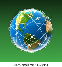 globe with plane