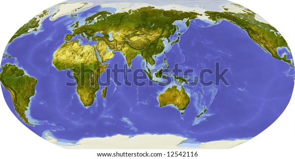 Globe Robinson Projection Centered On Asia Stock Illustration 12542116