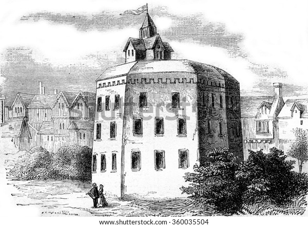 The Globe\
Shakespeare theater in Southwark, vintage engraved illustration.\
Magasin Pittoresque\
1870.\
