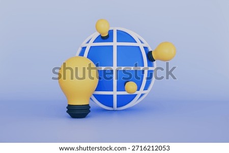 Globe sign with lightbulb for creativity technology invention idea concept