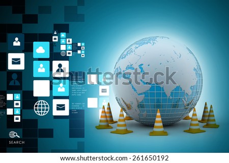 Globe and traffic cone
