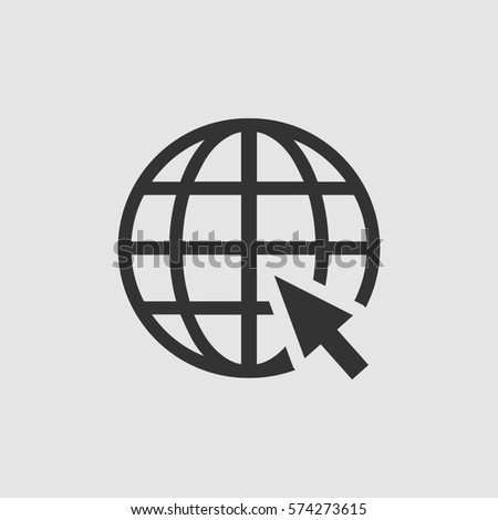 Globe web icon flat. Simple black pictogram on grey background. Illustration symbol