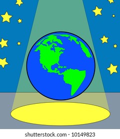 globe or world under the spotlight - all the worlds a stage