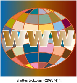 Globe WWW. SEO and browser development symbol.