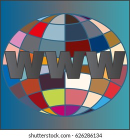 Globe WWW. SEO and browser development symbol.