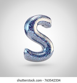 Glossy Blue Glitering Letter S Uppercase Stock Illustration 763542334