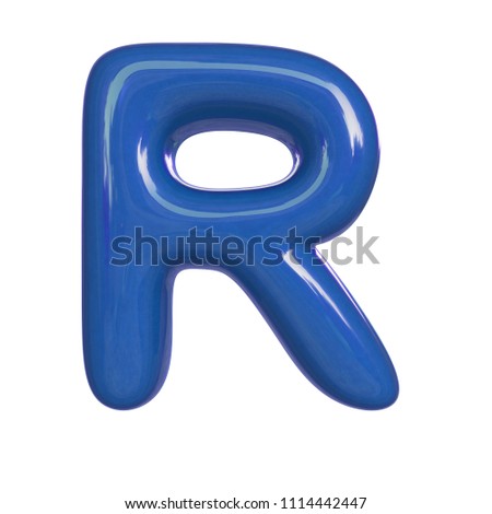 Glossy Blue Paint Letter R 3 D Stock Illustration 1114442447