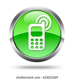 Glossy Button On White Background Telephone Stock Illustration ...