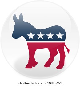 Glossy Democratic Party Logo On A Round Button