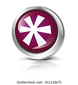 Glossy Icon Or Button With Asterisk Symbol. 