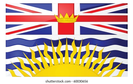 Glossy jpeg illustration of the flag of the province of British Columbia, Canada