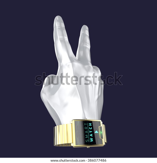glossy mannequin hand with luxury smart watch
on wrist, isolated 3d
rendering