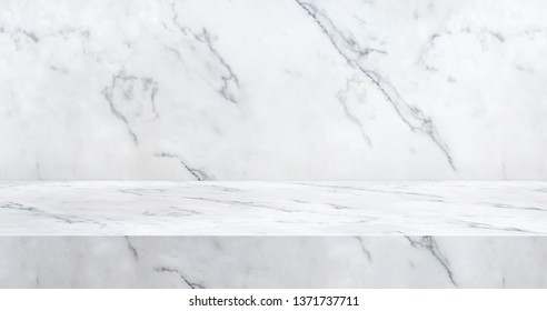 Glossy marble table studio banner bg for product display stand with copy space for display of content design.luxury background for advertise product on website.3d rendering.