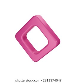 Glossy pink rounded square frame isolated on white background suitable for modern abstract branding creative presentations digital artwork contemporary graphic compositions and decorative design resource collections premium professional quality stylish