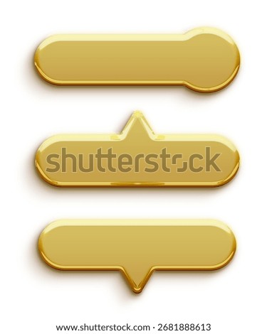 Glossy Rectangle 3D Golden Button Set Golden Frame Label Gold Button Frame Luxury Liquid Shiny Metallic Blank Shape Rounded Bar Curved Circle Accent Elegant CTA Design for Web App UI Background Poster