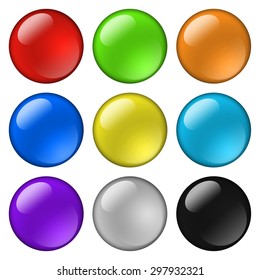 Glossy round buttons for icons. Isolated on white