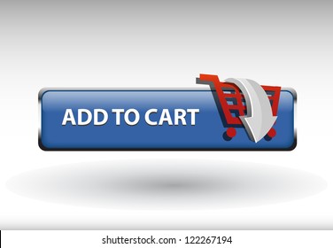  glossy web button with shopping cart sign. shopping cart shape icon with shadow