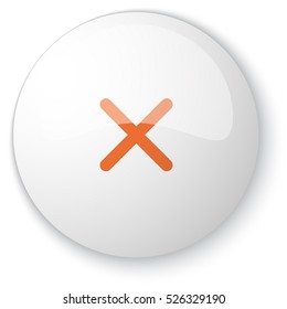 Glossy White Web Button With Orange Cancel Icon On White Background