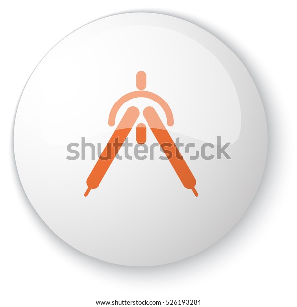 Glossy white web button with orange Drafting\
Compass icon on white\
background