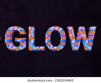 GLOW 3d editable text effect on black background.