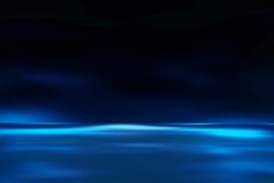 Glow Blue Light Effect On Dark Blue Background.