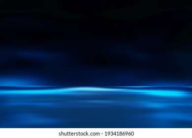 Glow Blue Light Effect On Dark Blue Background.