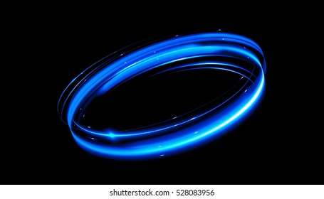 Glow effect. Circular flare. Abstract rotational border lines. Power energy. LED  glare tape.
Luminous sci-fi. Shining neon lights cosmic abstract frame. Magic designe round frame. Swirl trail effect.