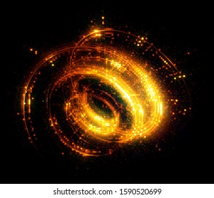 Glow swirl light effect. Circular lens flare. Abstract rotational lines. Power energy element. Luminous sci-fi. Shining neon lights cosmic abstract frame. Magic round frame. Swirl trail effect. Glint