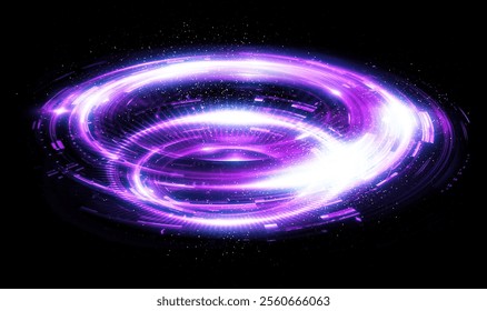 Glow swirl light effect. Circular lens flare. Abstract rotational lines. Power energy element. Luminous sci-fi. Shining neon lights. Magic arena. Swirl trail effect. Glint scene. Dynamic ellipse. 