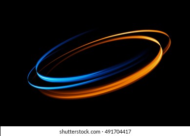 Glow Swirl Light Effect. Circular Lens Flare. Abstract Rotational Lines. Power Energy Element. Space For Message.