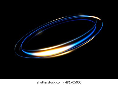 Glow Swirl Light Effect. Circular Lens Flare. Abstract Rotational Lines. Power Energy Element. Space For Message.