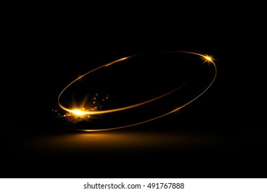 Glow Swirl Light Effect. Circular Lens Flare. Abstract Rotational Lines. Power Energy Element. Space For Message.
