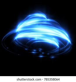Glow swirl light effect. Circular lens flare. Abstract rotational lines. Power energy 
element. 