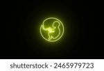 Glowing baby and a placenta in the womb. Bright neon fetus baby icon. A human child in the womb. Fetal development of the fetus during pregnancy. Human embryo, embryonic development.