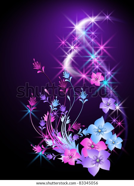 Glowing Background Flowers Stars Stock Illustration 83345056 | Shutterstock