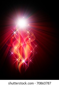 Glowing background with smoke and star