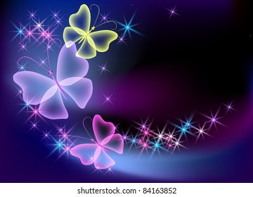 Glowing Background Transparent Butterfly Stars Stock Illustration ...