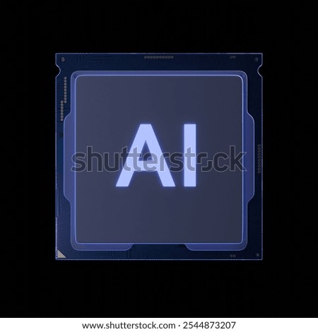 Glowing Blue Central Processing Unit CPU Processor with Artificial Intelegence AI 3D Illustration
