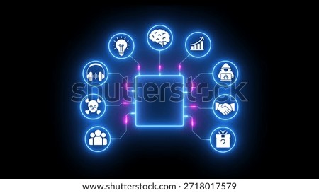 Glowing blue digital interface with interconnected representing 