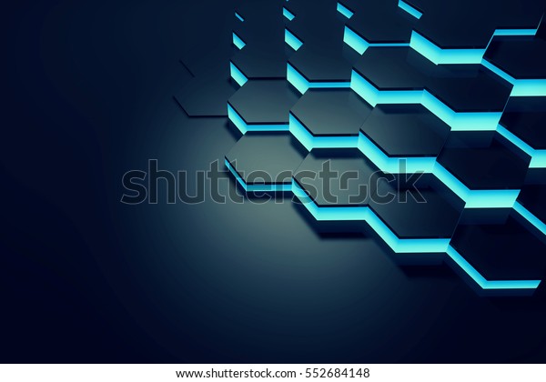 Glowing Blue Hexagon Pattern Background 3d Stock Illustration 552684148