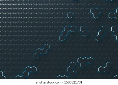 Glowing blue hexagonal background. Technology and innovation concept. 3D Rendering