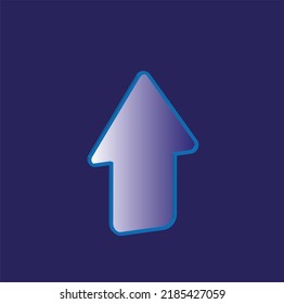 A Glowing Blue Icon With An Up Arrow Isolated On A Dark Blue Background. The Symbol Of Upward Movement. An Indicator Of Business And Economic Development. Symbol For Web Design, Website, Application