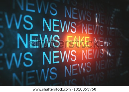 Image, Stock Photo Fake news text and website on the background.