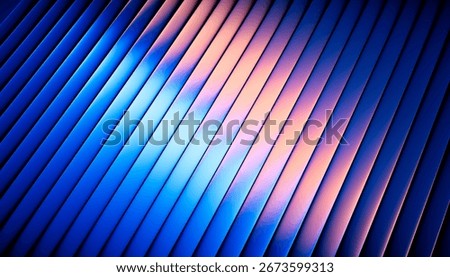 Glowing blue to orange gradient through vertical rippled glass with smooth transition - 3D illustration